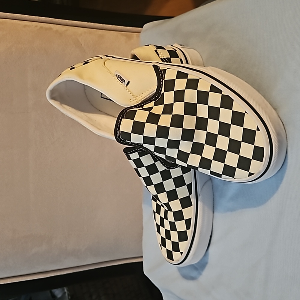 Womens size 7 Vans black and white checkered slip on shoes